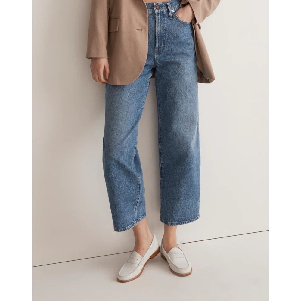 Madewell Perfect Vintage Wide-Leg Crop Jeans Womens 30 Blue Medium Wash